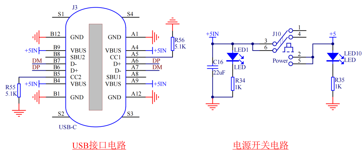 图 3-1 USB 接口和供电电路